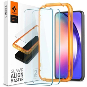 Set 2 folii sticlă transparente cu sistem de montare Case friendly Spigen ALM GLAStR compatibil cu Samsung Galaxy A54 5G