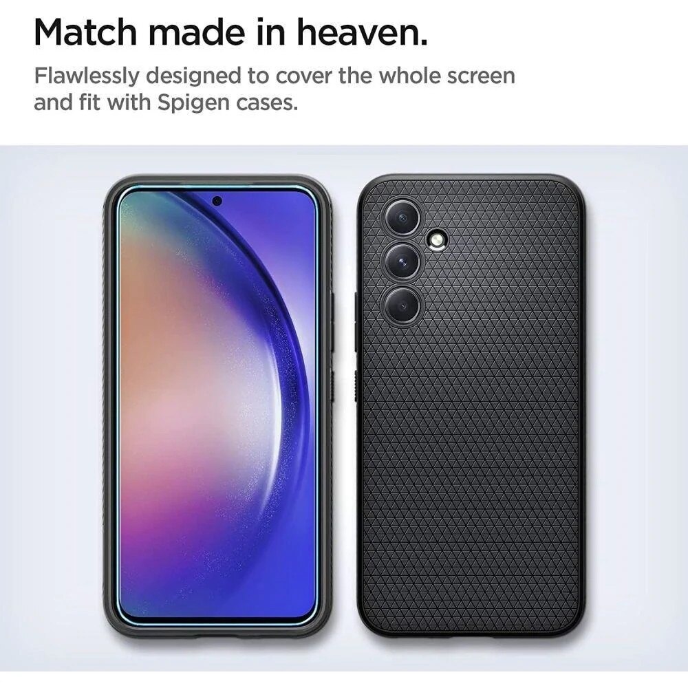 Set 2 folii sticla transparente cu sistem de montare Case friendly Spigen ALM GLAStR compatibil cu Samsung Galaxy A54 5G