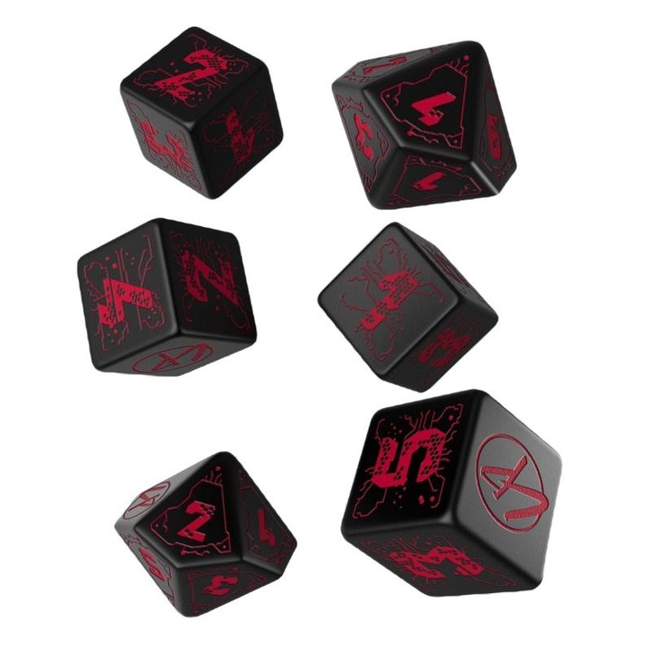 Set 6 zaruri - Cyberpunk Red, Q-Workshop, Negru