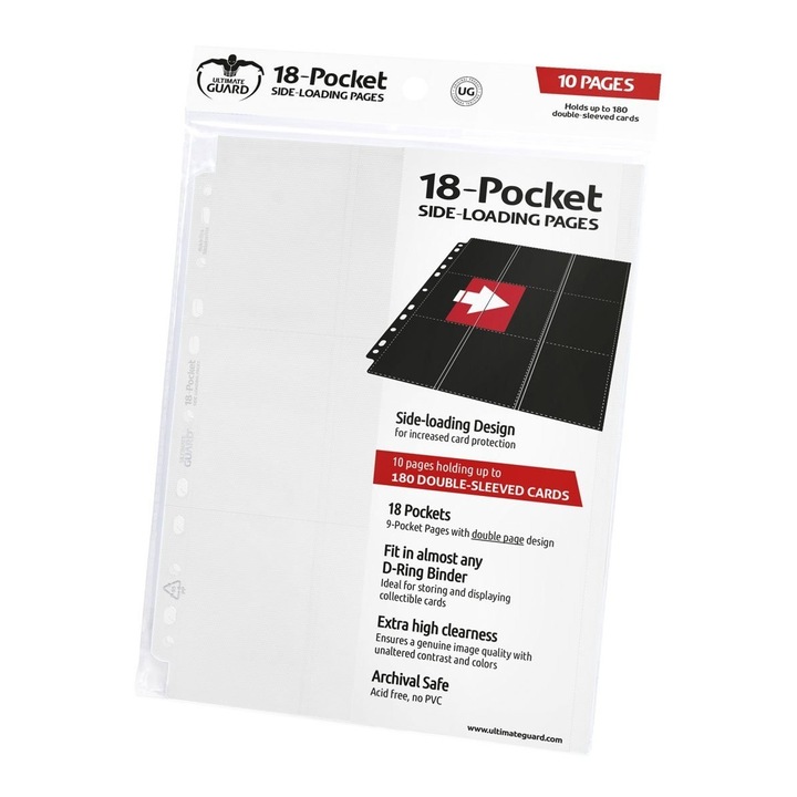 Ultimate Guard - 10 Folii clasor 18-Pocket Pages - Alb