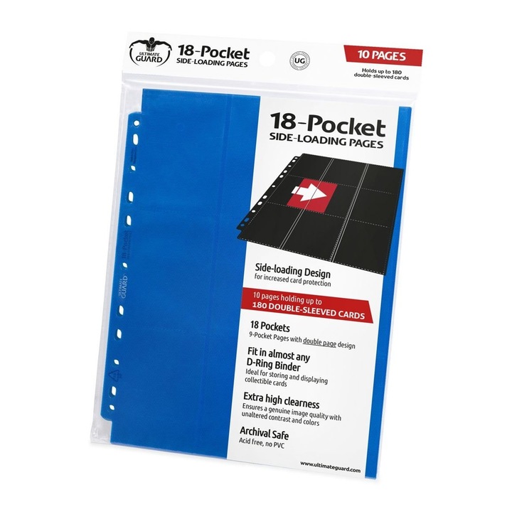Ultimate Guard - 10 Folii clasor 18-Pocket Pages - Albastru
