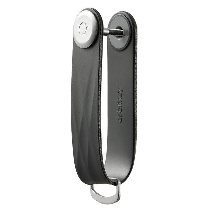 Breloc pentru chei, Orbitkey, Polimer/Inox, Negru