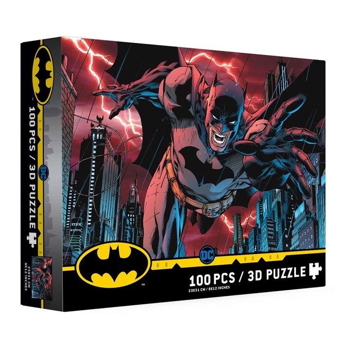 Puzzle 3D cu Batman, Wyrd Miniatures, 100 de piese, Multicolor
