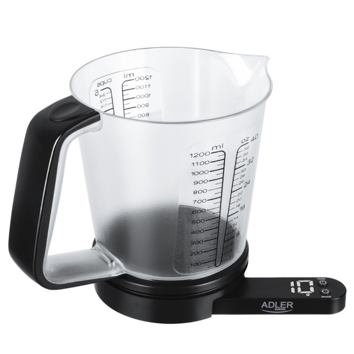 Кухненска везна с купа Adler AD 3178, 5кг, LCD дисплей, g, oz, ml, ТАРА, Черен