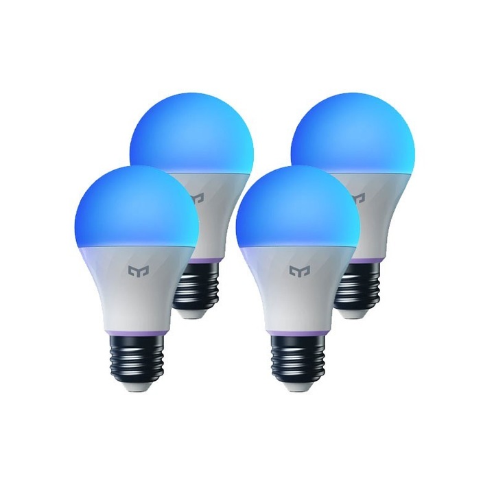 Комплект 4 смарт LED крушки Yeelight W4 Lite, Wi-Fi, Синхронизация на музика/игри, E27, 9W, 806 lm, Цветна светлина
