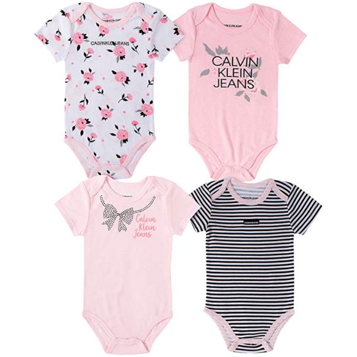 Комплект 4 бодита за момиче, Calvin Klein, памук/полиестер, многоцветни, 68см