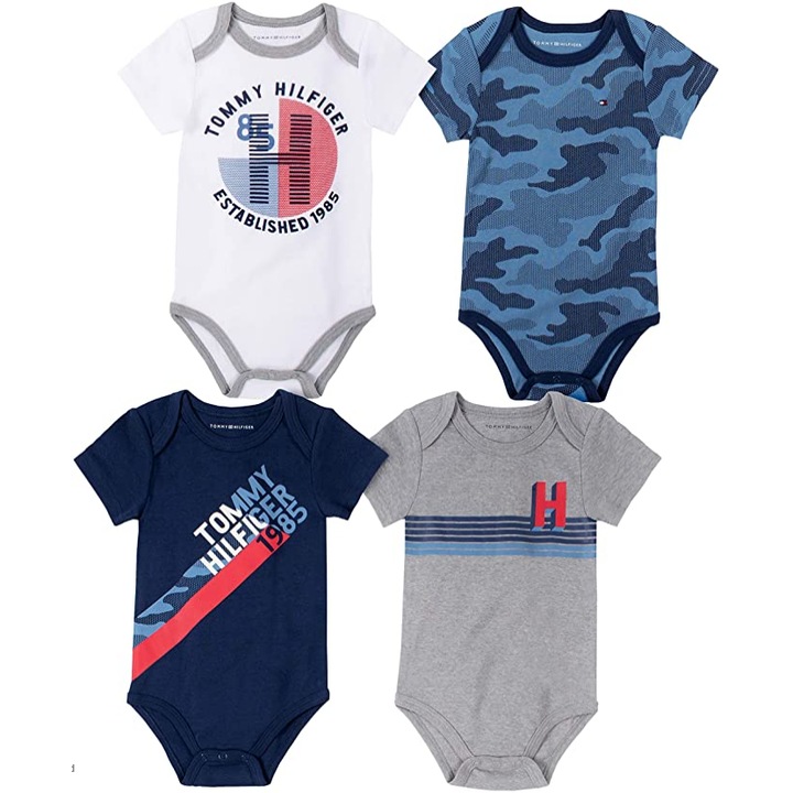 Комплект от 4 бодита, Tommy Hilfiger, Памук, Многоцветни, Многоцветен