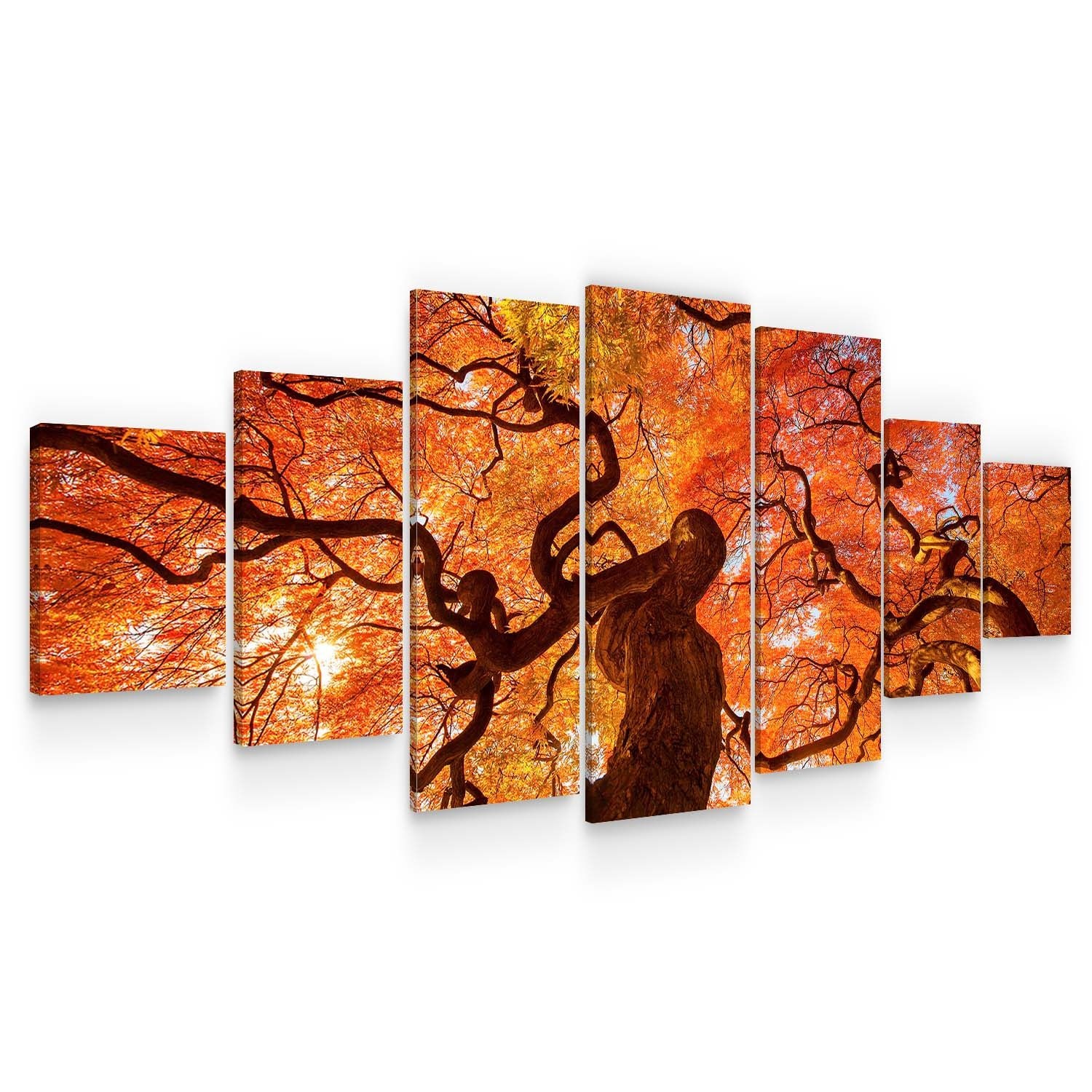 Set Tablou DualView Startonight Artar roscat, 7 piese, luminos in intuneric, 100 x 240 cm (1 piesa 40 x 100 cm, 2 piese 35 x 90 cm, 2 piese 30 x 60 cm, 2 piese 30 x 40 cm)