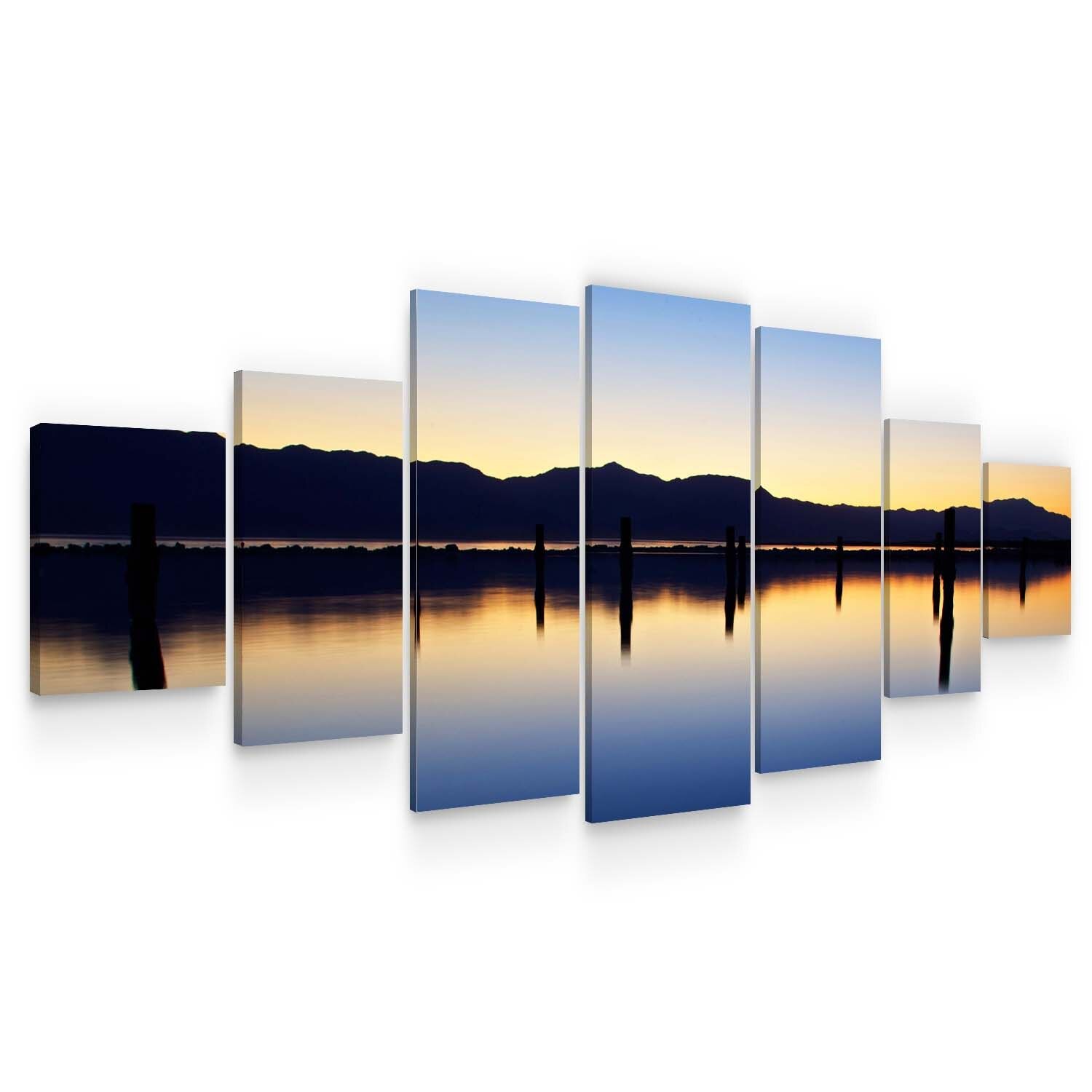 Set Tablou DualView Startonight Reflexie pe lac, 7 piese, luminos in intuneric, 100 x 240 cm