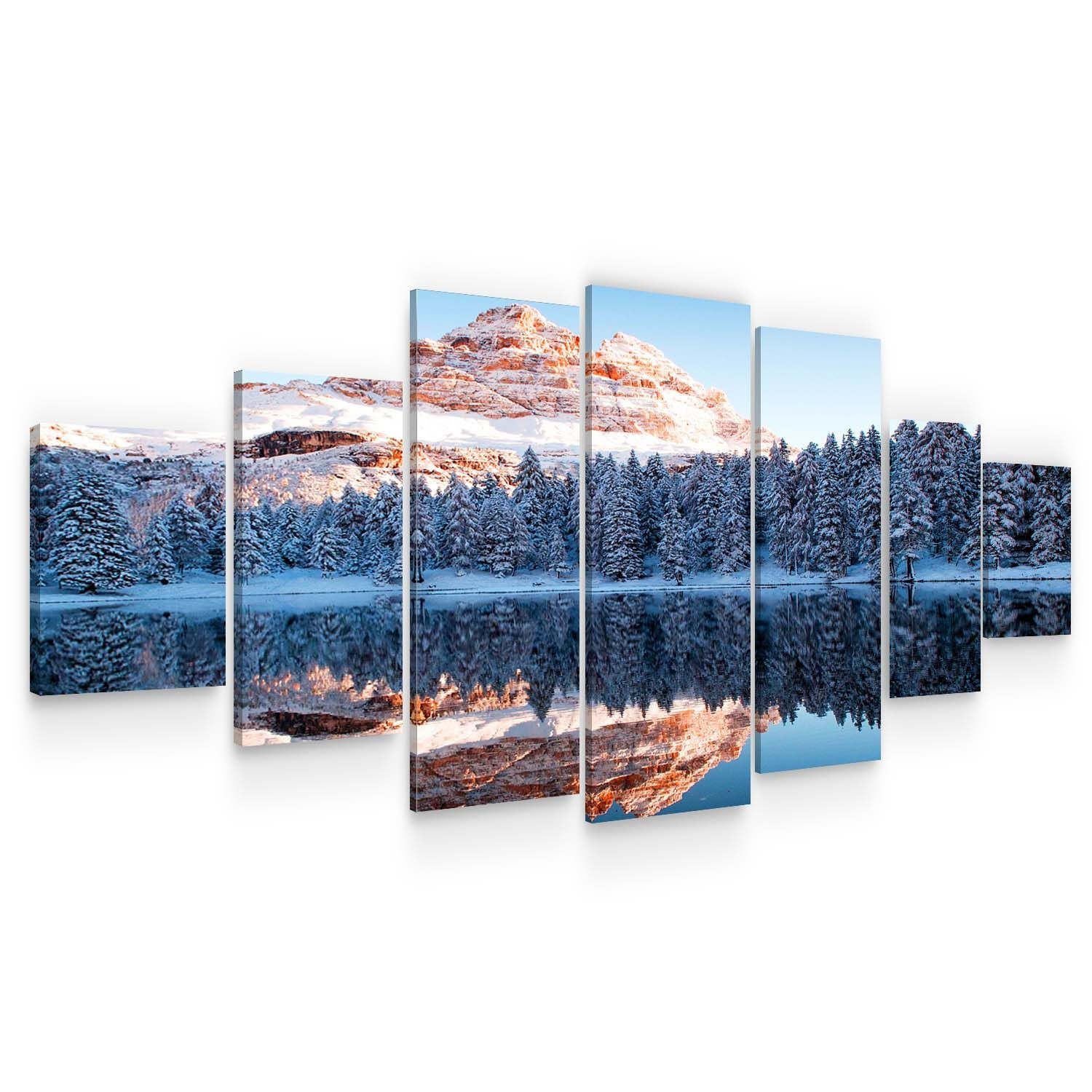 Set Tablou DualView Startonight Muntii inghetati, 7 piese, luminos in intuneric, 100 x 240 cm