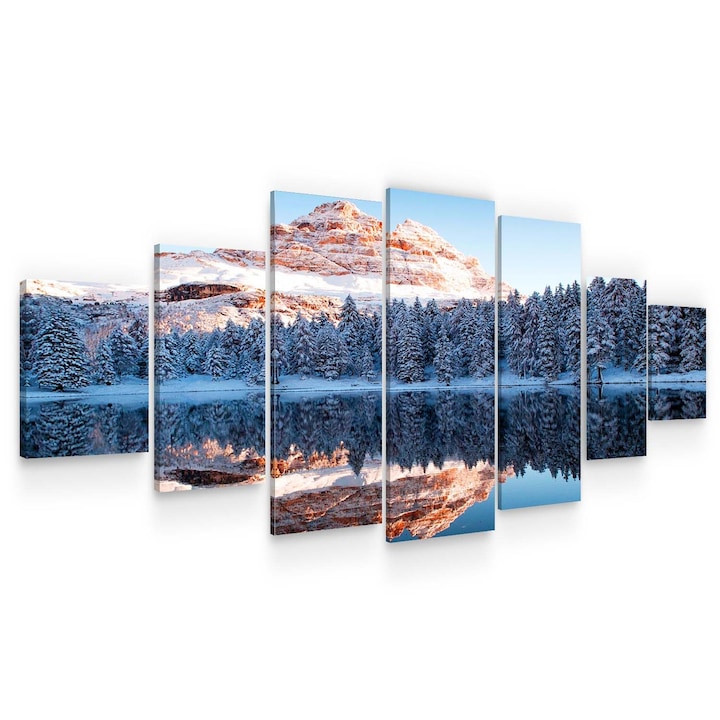 Set Tablou DualView Startonight Muntii inghetati, 7 piese, luminos in intuneric, 100 x 240 cm