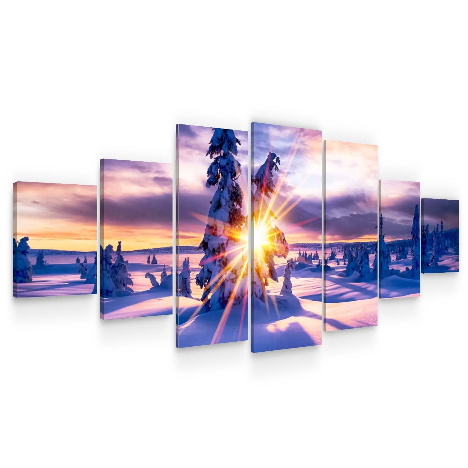 Set Tablou DualView Startonight Raze printre brazi, 7 piese, luminos in intuneric, 100 x 240 cm