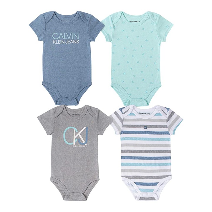 Комплект от 4 бодита за момче, Calvin Klein, памук/полиестер, многоцветни, Многоцветен