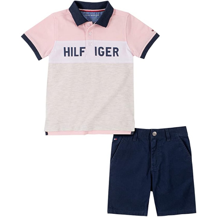 Set pentru baieti, Tommy Hilfiger, Bumbac/Poliester, Multicolor, 6-9 luni, 69-74cm