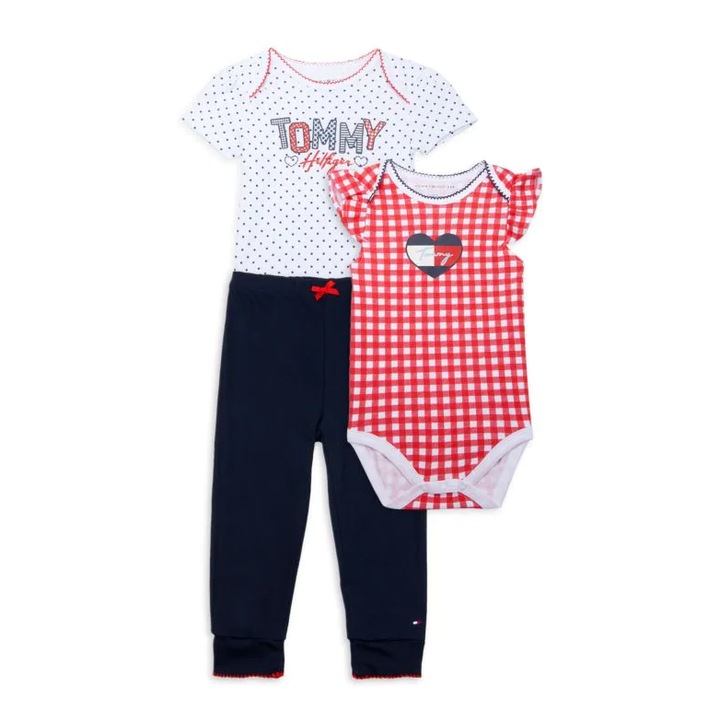 Комплект за момиче, Tommy Hilfiger, Памук, Многоцветен, 80 см, 12 месеца