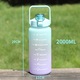 Бутилка за вода, SIPENOUGH, Пластмаса, С маркер за време, 2L, Лилаво/Тюркоаз