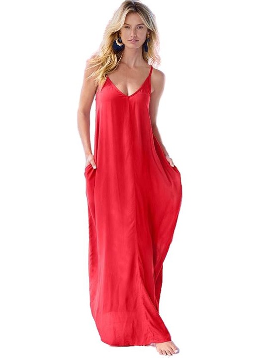 Дамска рокля, Venus, Полиестер, Червена, M