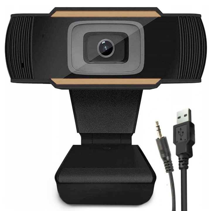Camera web cu microfon, Interlook, Full HD, USB/Jack, Negru