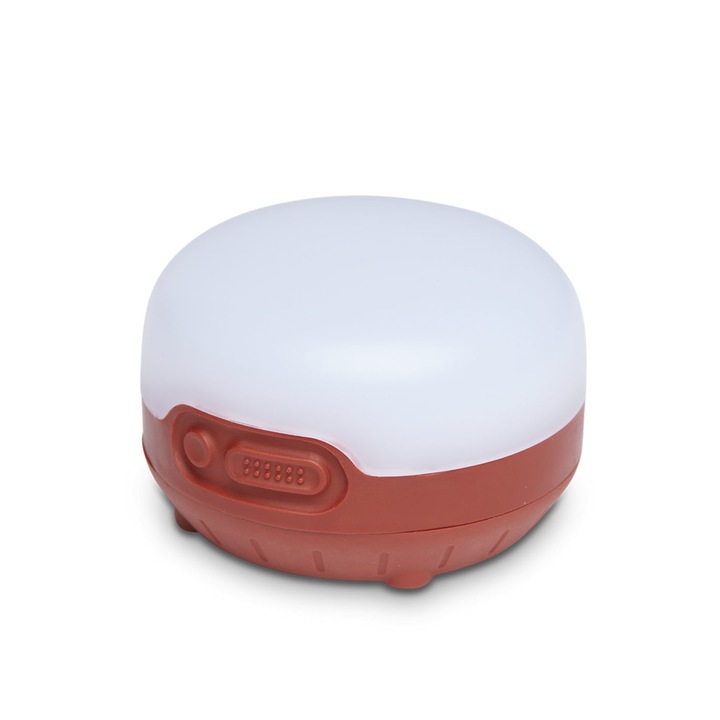 Kempinglámpa, fekete gyémánt, elemmel, polikarbonát, fehér, piros