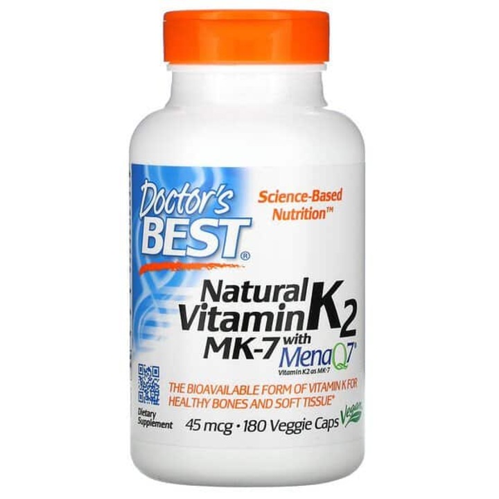 Натурален витамин K2 MK7 с MenaQ7 45mcg, Doctor's Best, 180 капсули