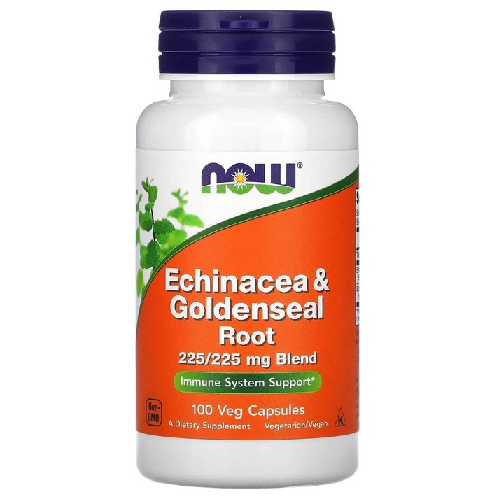 Echinacea és Kanadai aranygyökér immunrendszer támogató, Now Foods, 100 kapszula