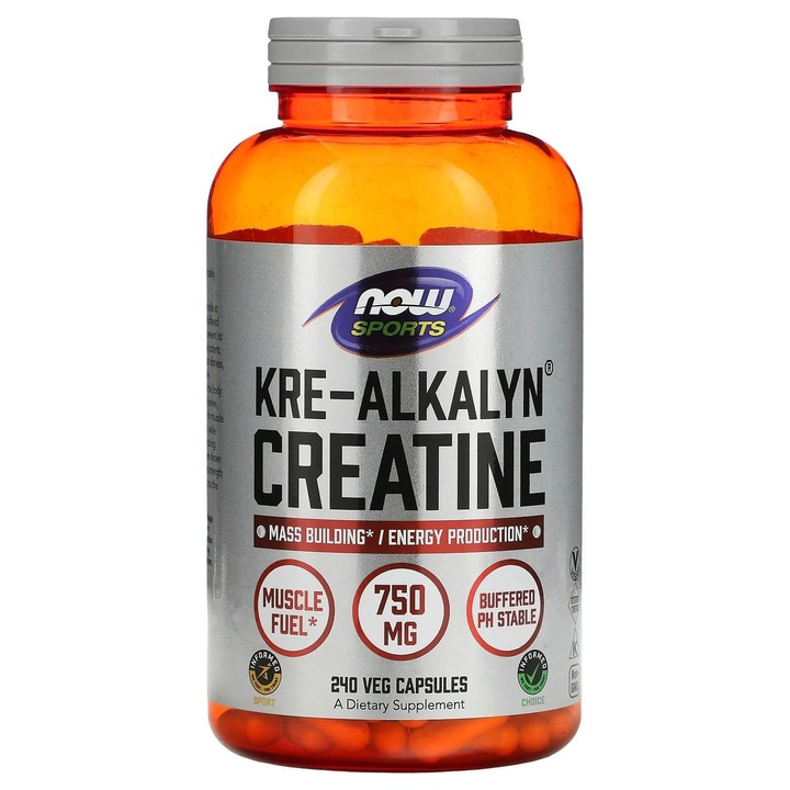 NOW SPORTS KreAlkalyn Creatine 750 mg Изграждане на маса/Производство на енергия, Now foods, 240 капсули