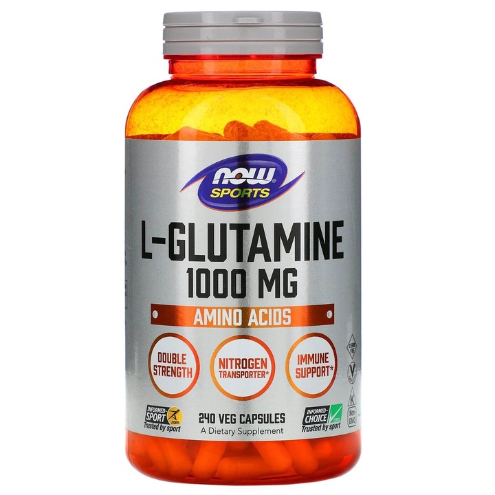 NOW SPORTS LGlutamine Double Strength 1000 mg LGlutamine, Now foods, 240 капсули