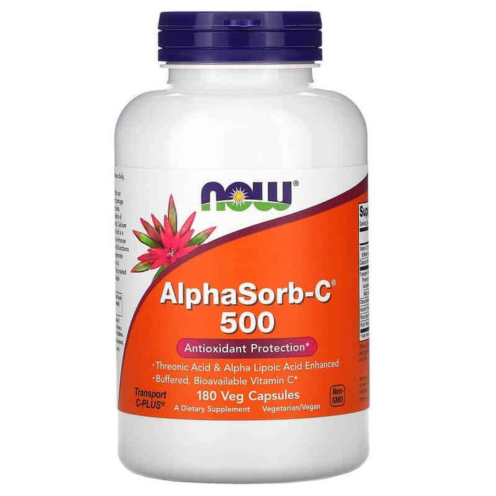 AlphaSorbC 500 mg, Now foods, 180 капсули
