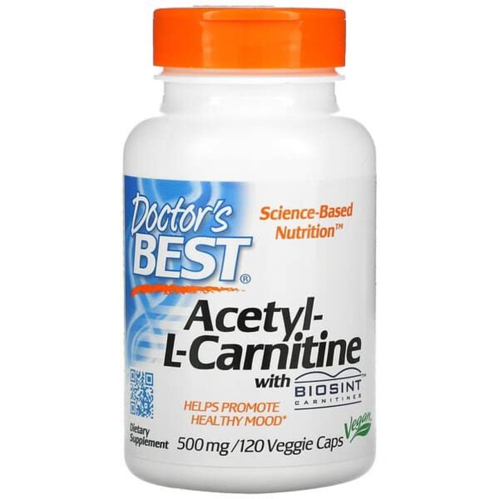 Ацетилкарнитин с карнитин Biosint 500 mg, Doctor's Best, 120 капсули