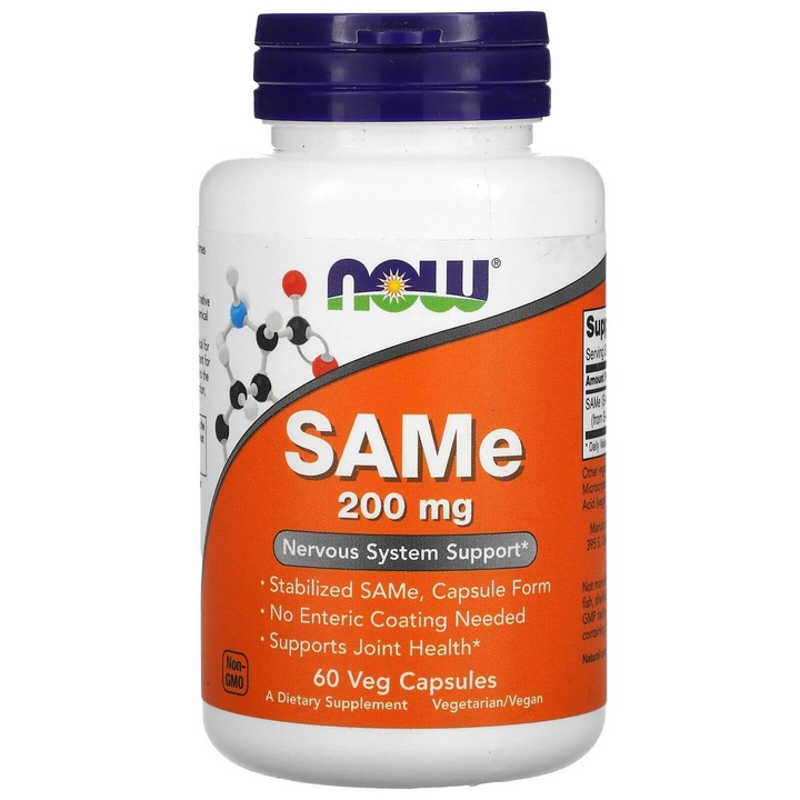 SAMe 200mg Подкрепа за нервната система и ставите, Now foods, 60 капсули