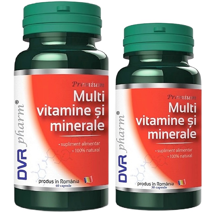 Pachet Multi vitamine si minerale 2flacoane, 90capsule, DVR Pharm