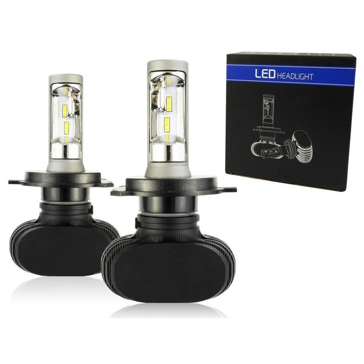 Set 2x becuri LED H4, Interlook, 50W, 8000 lm