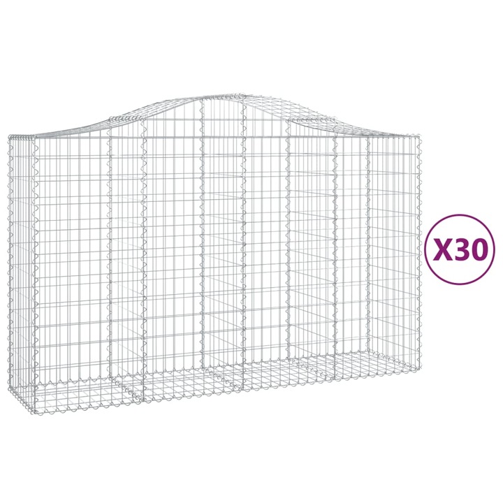 vidaXL 30 db íves horganyzott vas gabion kosár 200x50x120/140 cm 3145678