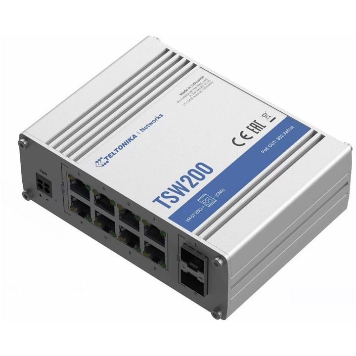 Teltonika TSW200 Industrial GSwitch 8x PoE+ (240W) 2x SFP (TSW200000010)