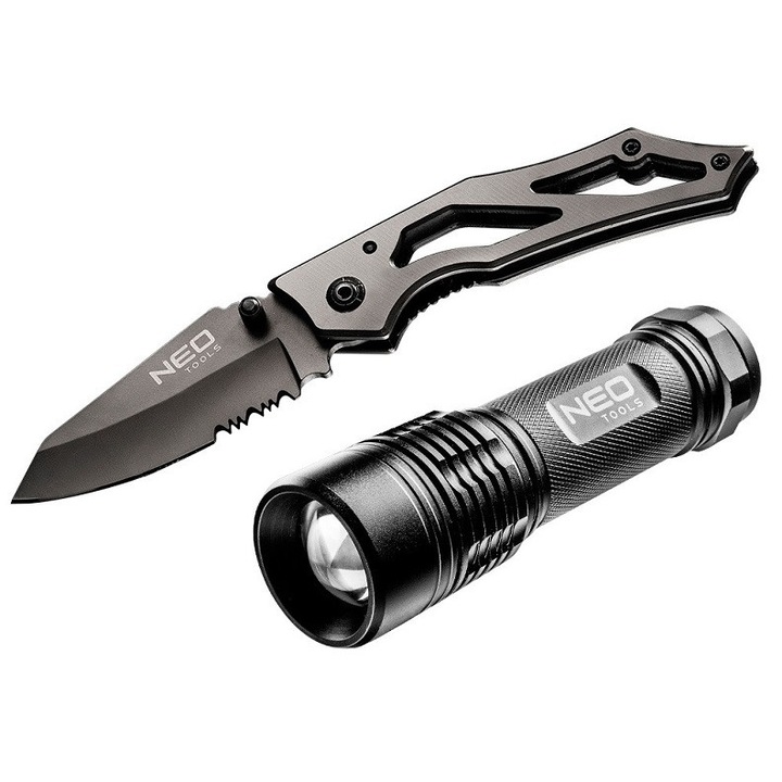 Set lanterna/cutit, Neo, Metal, Negru