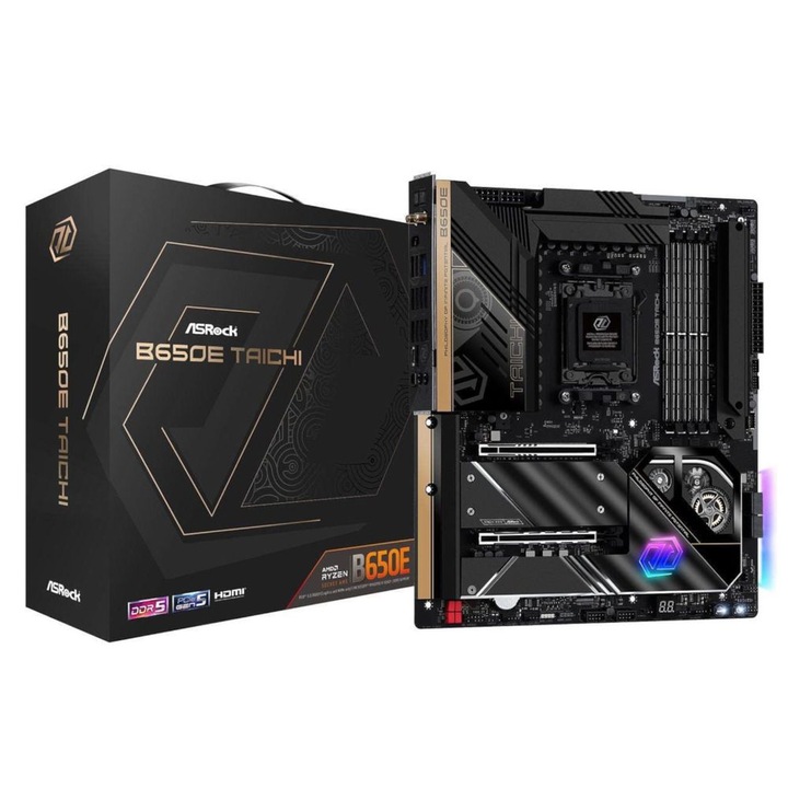 Дънна платка, ASRock, AMD B650E, черна
