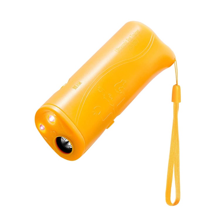 Dispozitiv de dresaj cu ultrasunete, Portabil, Pentru caini, Galben