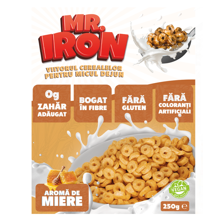 Cereale fara zahar sau Gluten, Bogat in Fibre, Indulcite Natural - Aroma de Miere Inghetata 250 g