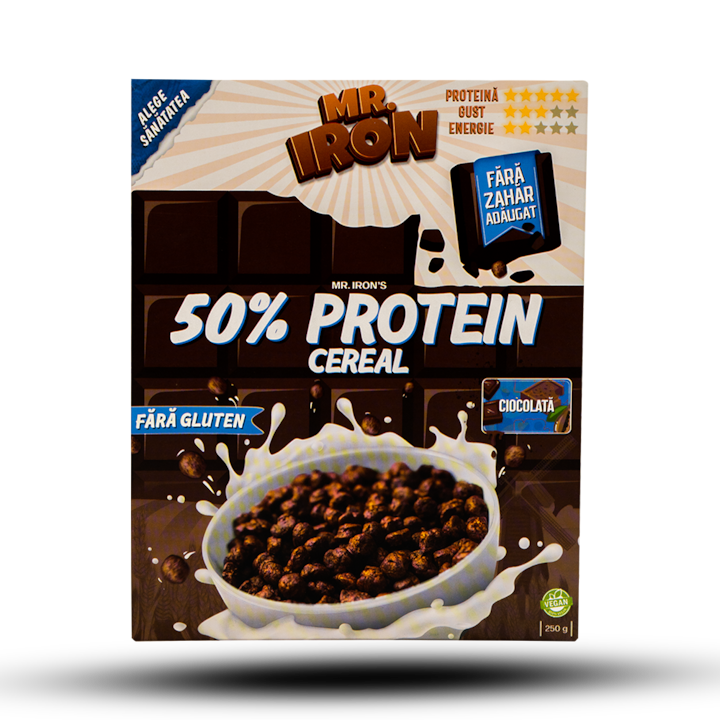 Cereale Fara Zahar sau Gluten, cu 50% Proteina, Low-Carb - Ciocolata 250 G
