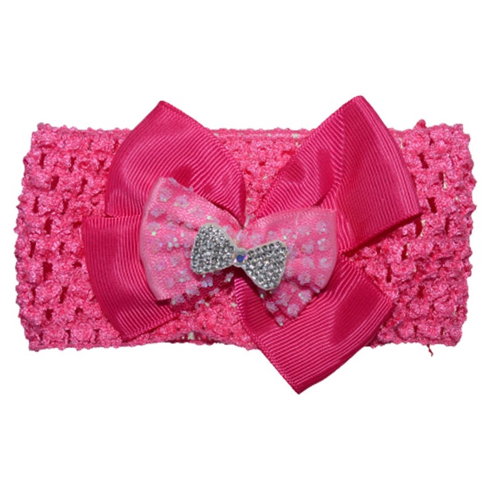 Плетена лента за глава за момиче TouDai Jewelry 140323-23-38, Фуксия 38 см