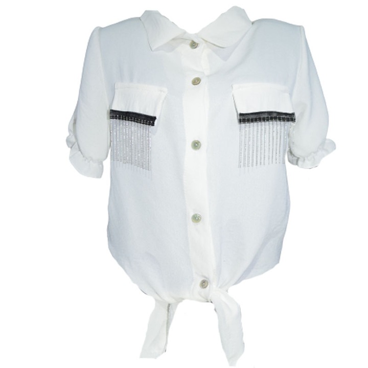 Camasa cu maneca scurta pentru fete New Collection 9168A-104, Alb 93823