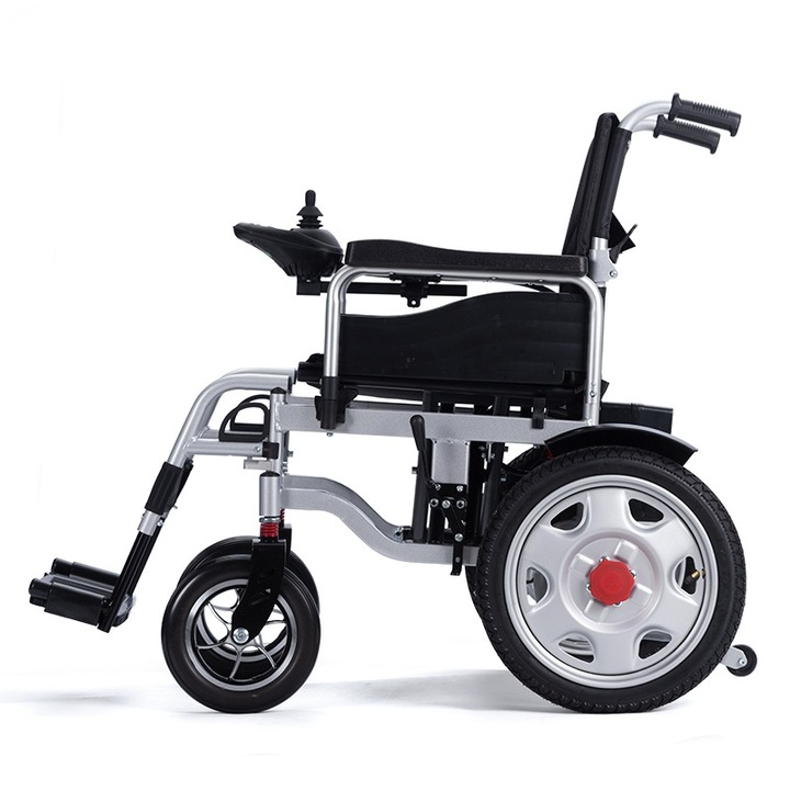 Scaun cu rotile electric, pliabil, manere rabatabile, sezut 46cm, negru JT-098