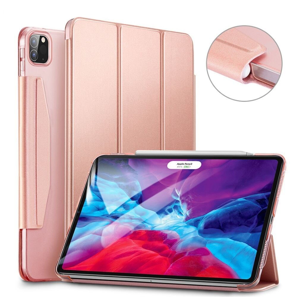 Husa tableta din piele pentru Apple iPad Pro 12.9 2021/2022, Protectie Completa, Functie de Stand, Roz
