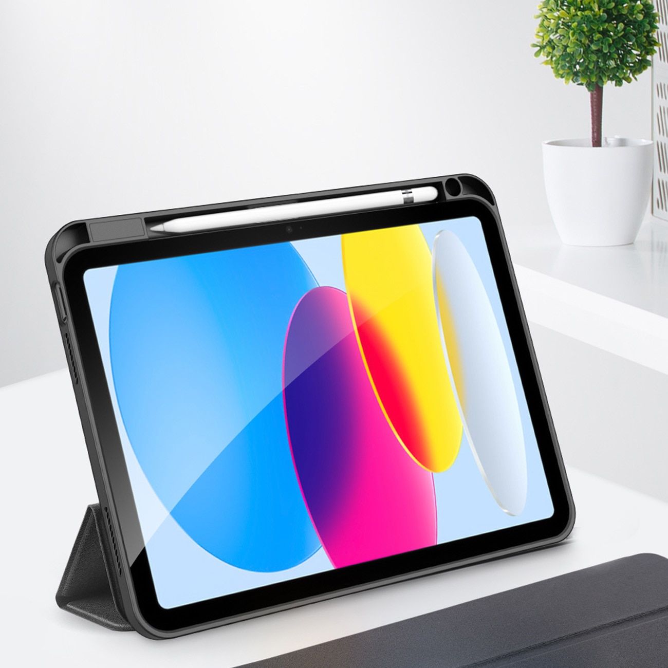 Husa DUX DUCIS DOMO pliabila cu depozitare creion pentru iPad 10 (2022) neagra