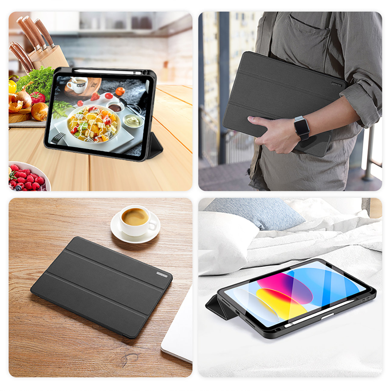 Husa DUX DUCIS DOMO pliabila cu depozitare creion pentru iPad 10 (2022) neagra