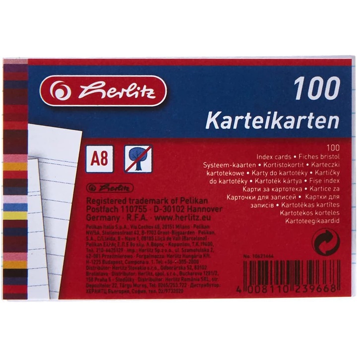 Бележник А8, 100 листа, бял, HERLITZ