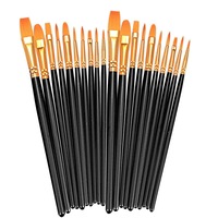 Set 20 pensule pentru pictura, Darklove, peri de nailon rezistenti la caldura si uzura, pentru acuarela acrilica, de ulei, detalii miniaturale si pictura pe piatra, diferite dimensiuni, Negru