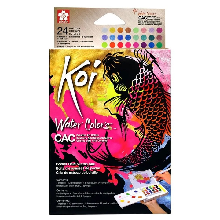 Set 24 Acuarele Sakura Koi Sketch Box Creative