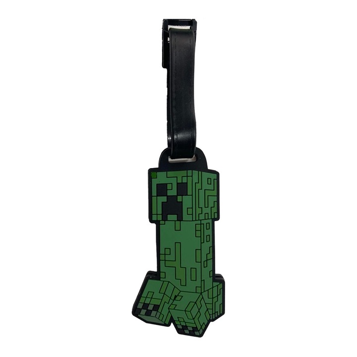 Eticheta de bagaj Minecraft Creeper, 15x4, Verde