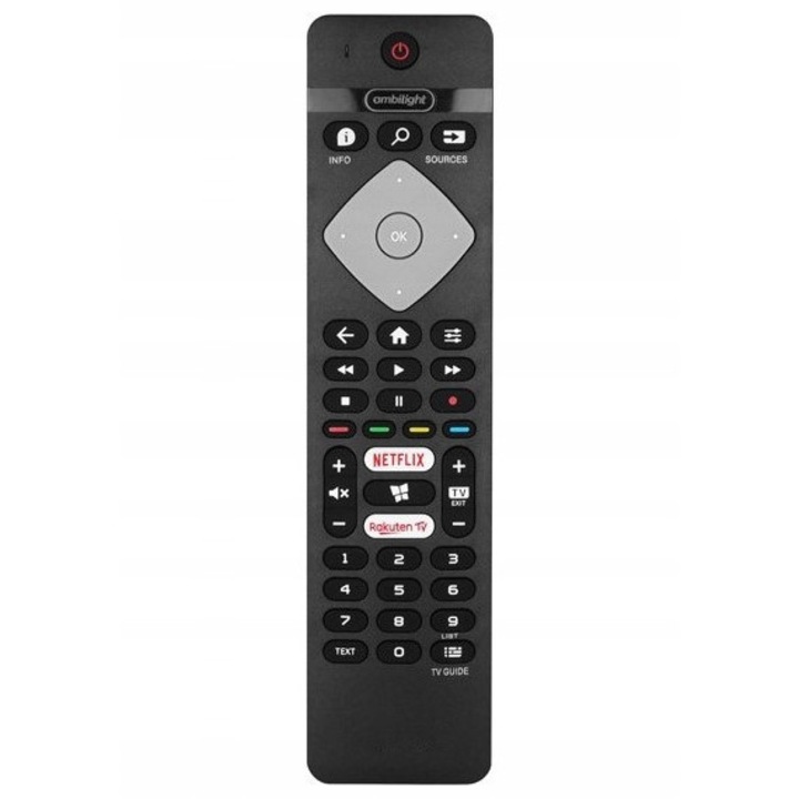 Универсално дистанционно за Smart TV Philips 398GR10BEPHN, x-remote, Netflix, Rakuten TV, Ambilight, Черен